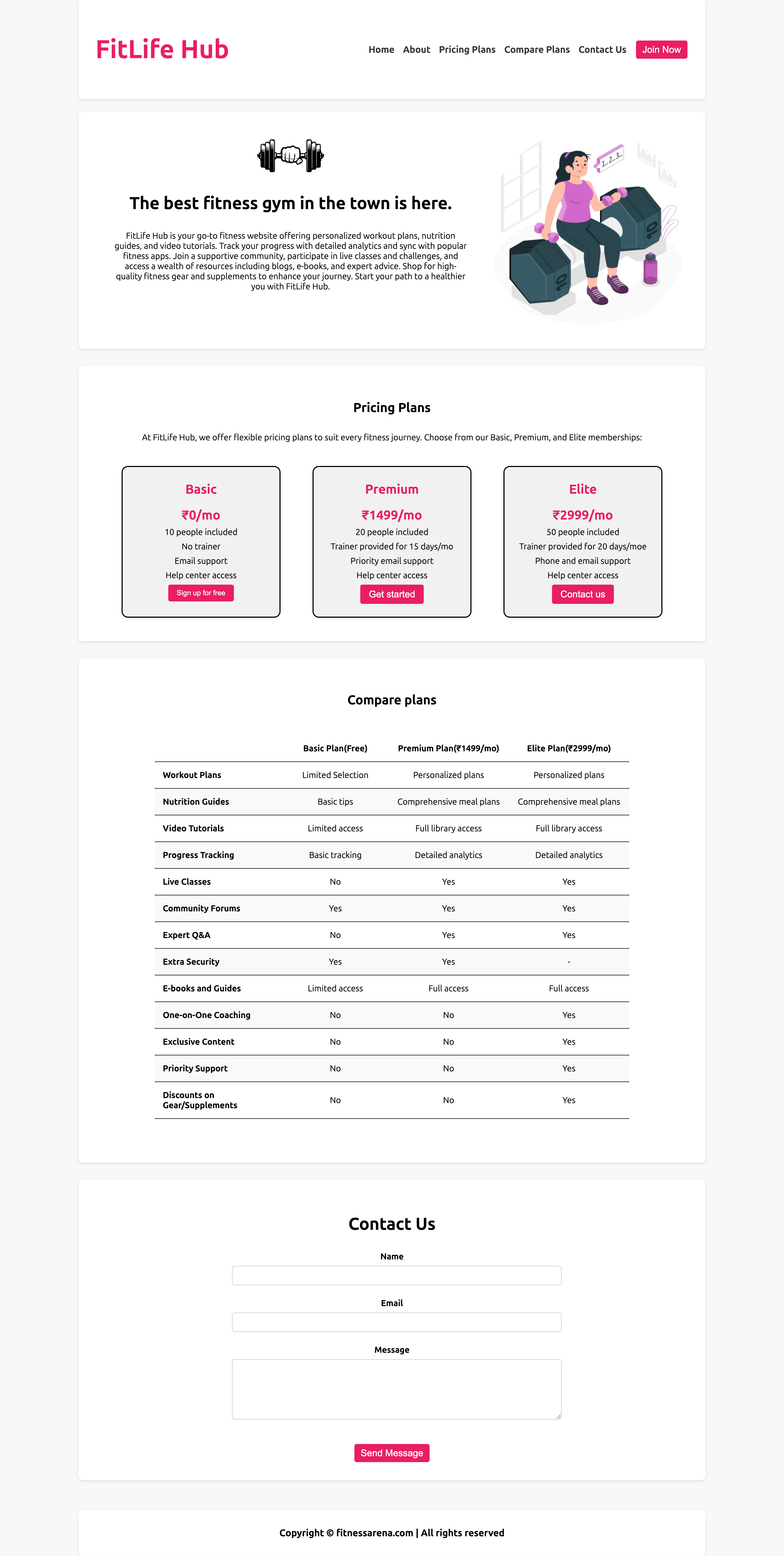 Gym Landing Page Screenshot