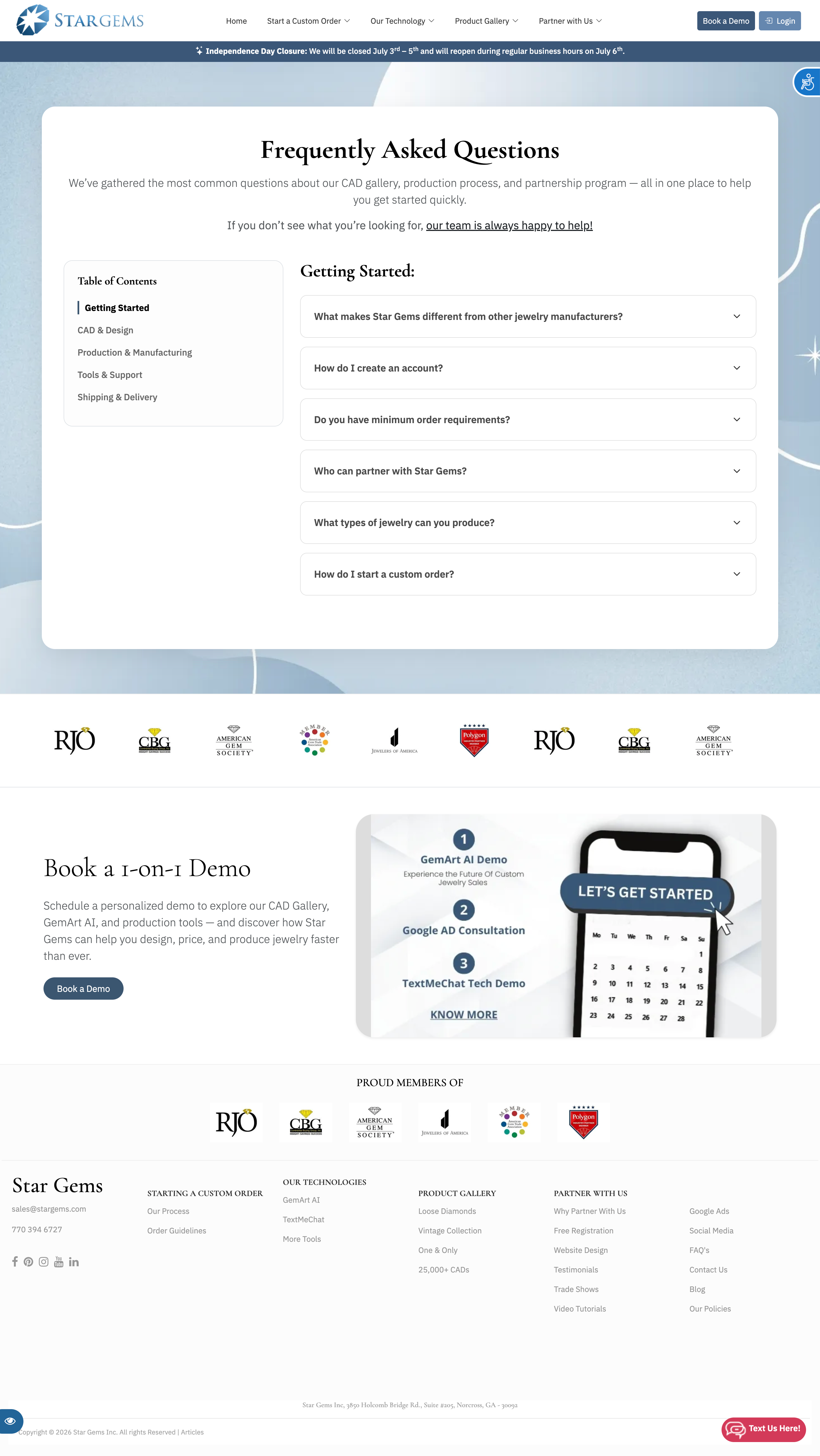 FAQs Screenshot